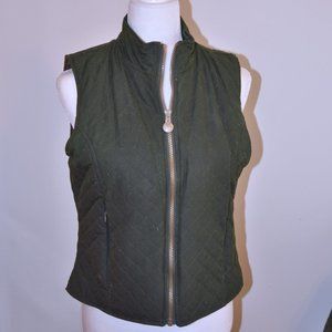 Vintage Outback Ladies Oilskin Quilted Vest - English Green